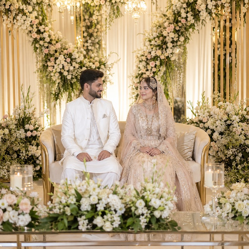 Firoz and Sana on their wedding day at nikah celebration